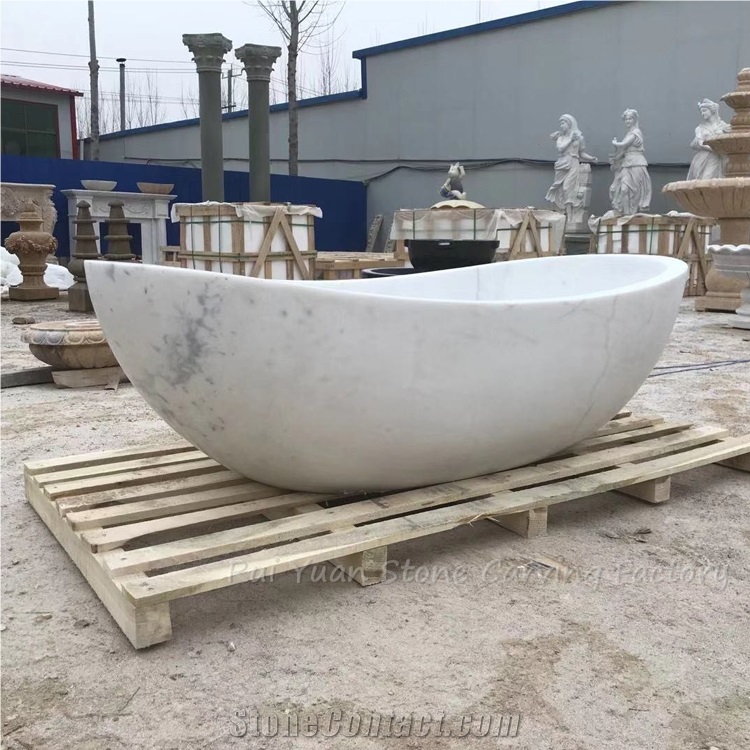 Factory Owner Free Standing Oval Marble Bathtub Flat Project
