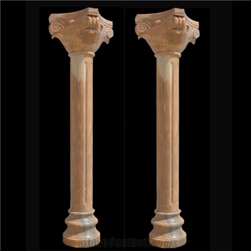 Factory Price Royal Yellow Marble Solid Carved Column