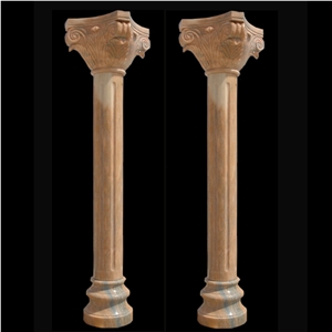 Factory Price Royal Yellow Marble Solid Carved Column