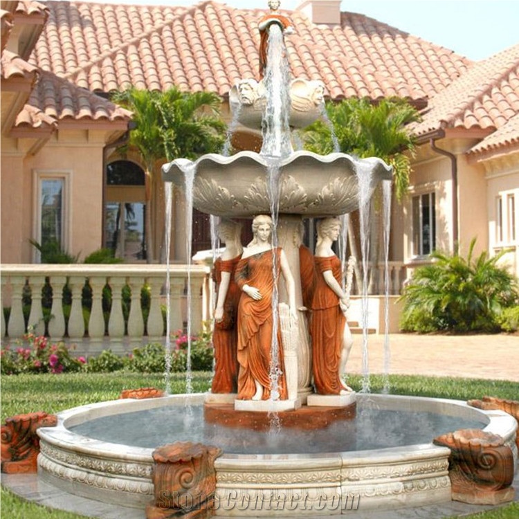 Factory Sell Large Size Pink Marble Fountain Hotel Square