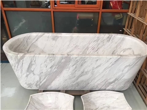 Factory Sell Volakas White Marble Bathtub In Discount