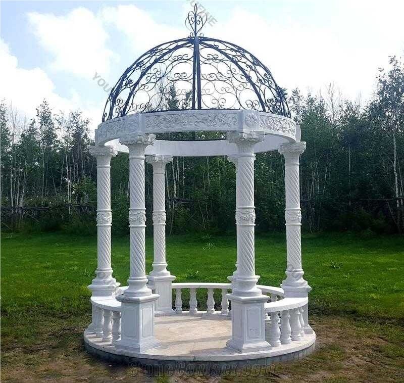 Marble Garden Gazebo Hand Carved For Exterior Design