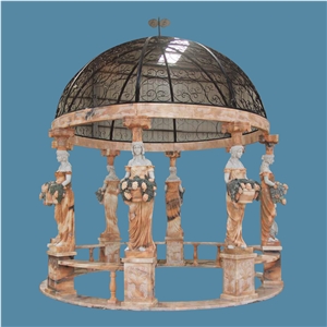 Marble Garden Gazebo Hand Carved For Exterior Design