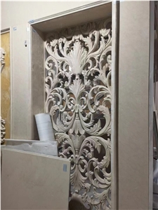 Marjan Beige Marble Engraving Hollow Pattern Wall Bas Relief,Haut Relief