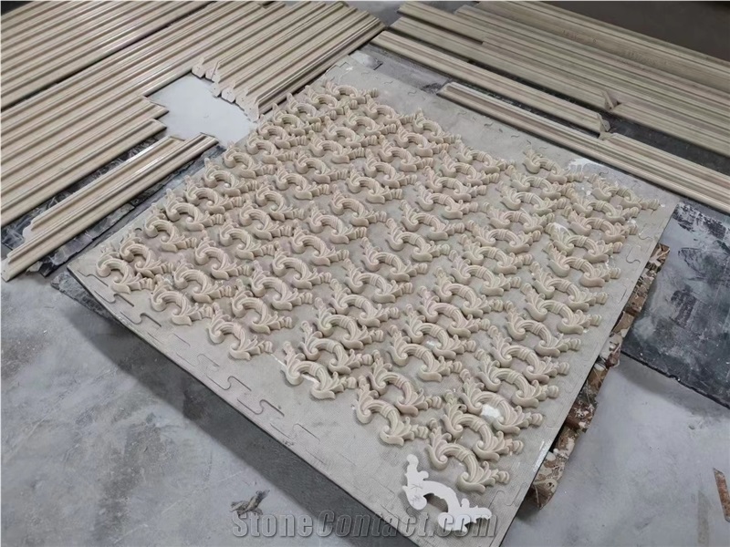 Marjan Beige Marble Engraving Hollow Pattern Wall Bas Relief,Haut Relief