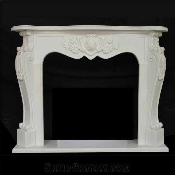 Own Factory White Marble Handcarved Fireplace Mantel