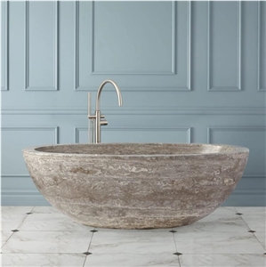 Persian Silver Travertine Bathtub Customized For Flats&Hotel
