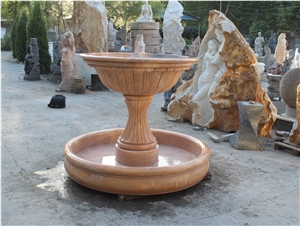 Pink Sunset Marble Fountain Garden Bird Bath Pool