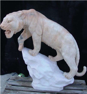 Rose Red Marble Exterior Leopard Statue For Landscaping