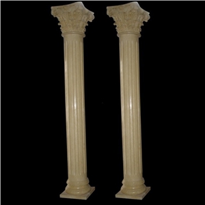 Sunny Beige Marble Building Solid Hollow Column For Gate