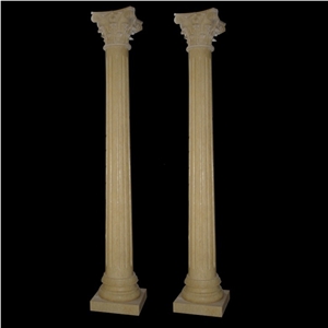 Sunny Beige Marble Building Solid Hollow Column For Gate