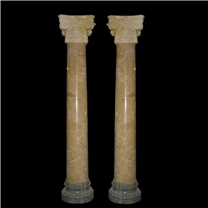 Sunny Beige Marble Building Solid Hollow Column For Gate
