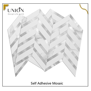 Arrow Shape White PVC Metal Mosaic Tiles For Kitchen Living Room