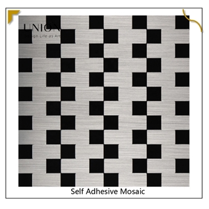 Black Mixed White Peel And Stick Backsplash Mosaic Tile For Kitchen