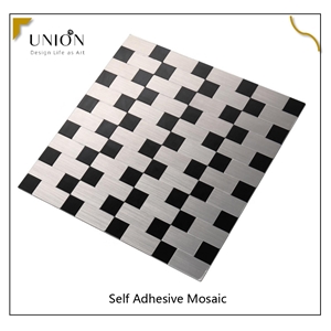 Black Mixed White Peel And Stick Backsplash Mosaic Tile For Kitchen