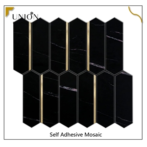 Hexagon Black Marble Look Tile Peel And Stick Backsplash Mosaic
