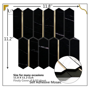 Hexagon Black Marble Look Tile Peel And Stick Backsplash Mosaic