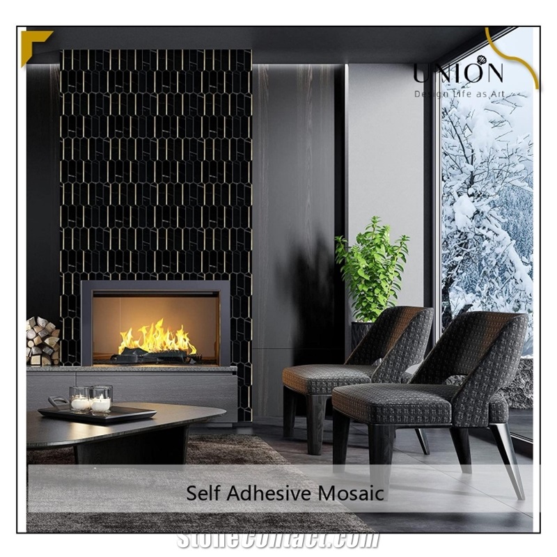 Hexagon Black Marble Look Tile Peel And Stick Backsplash Mosaic