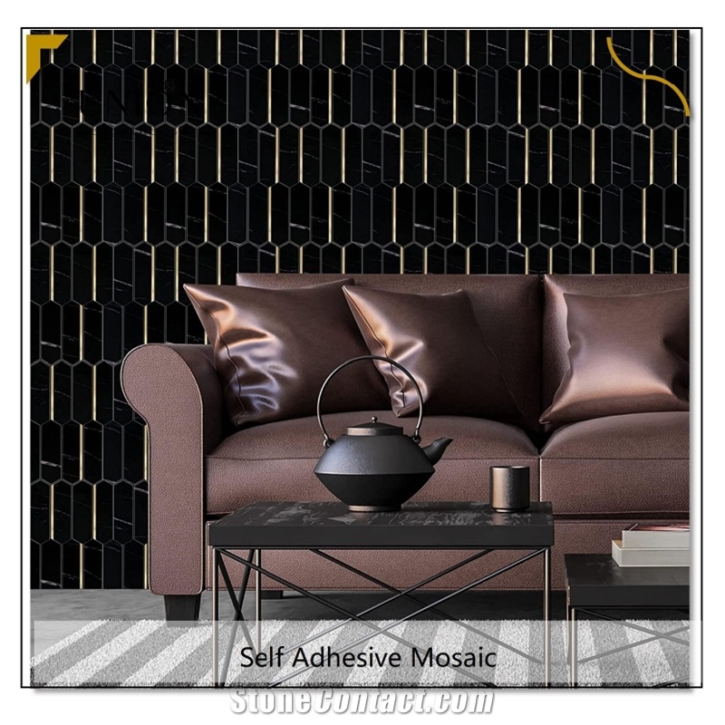 Hexagon Black Marble Look Tile Peel And Stick Backsplash Mosaic