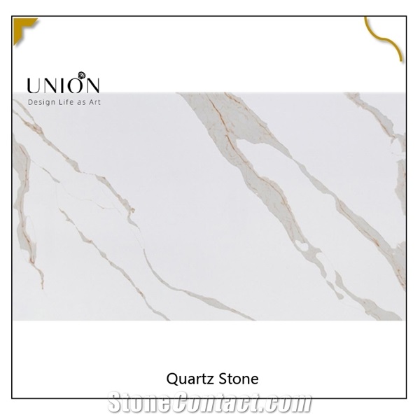 Home Natural Stone White Marble Look Square Quartz Slabs Tiles
