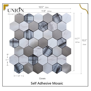 Kitchen Backsplash Self-Adhesive Hexagon Mosaic Wall Decor 