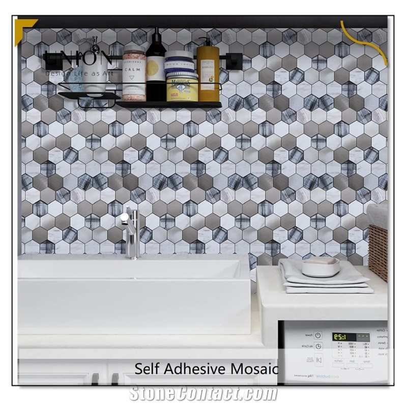 Kitchen Backsplash Self-Adhesive Hexagon Mosaic Wall Decor 