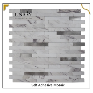 Modern  White Mixed Grey Strip Stick And Peel Vinyl Mosaic Tiles 