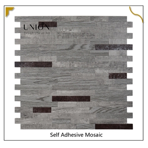 PCV Composite Laminate  White Mixed Black Strip Stick Tiles