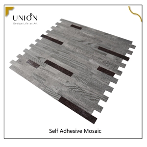 PCV Composite Laminate  White Mixed Black Strip Stick Tiles