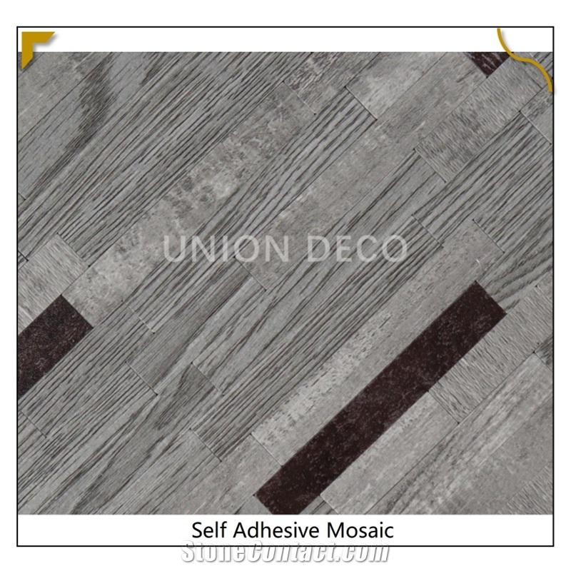 PCV Composite Laminate  White Mixed Black Strip Stick Tiles