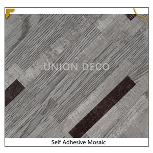 PCV Composite Laminate  White Mixed Black Strip Stick Tiles