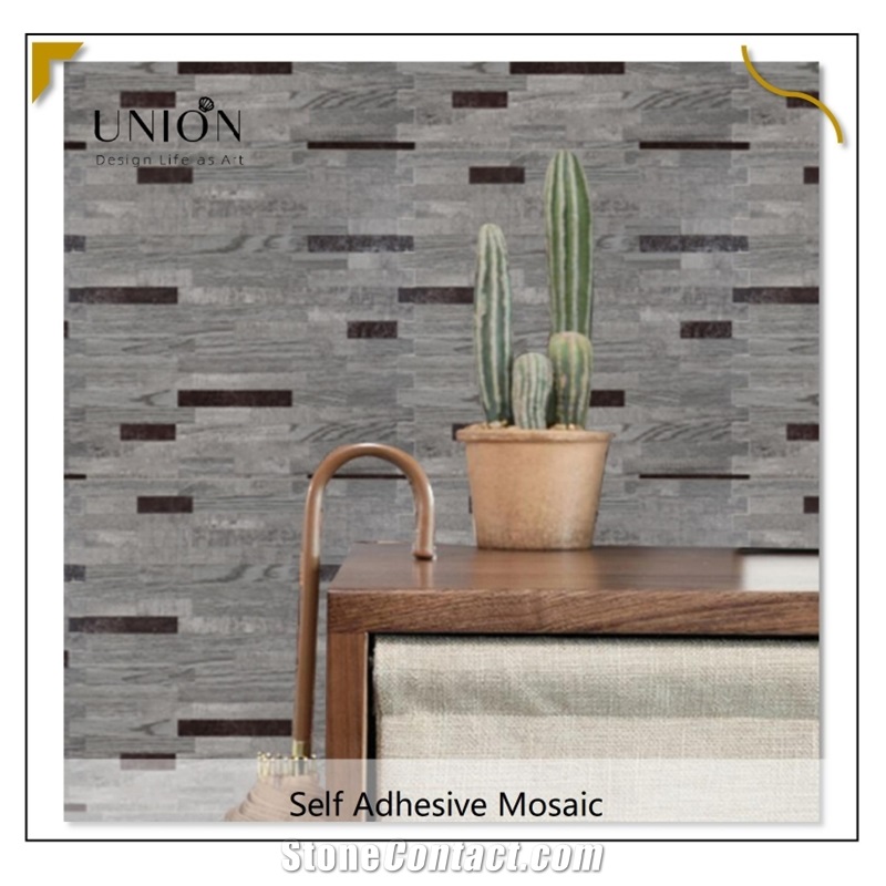 PCV Composite Laminate  White Mixed Black Strip Stick Tiles