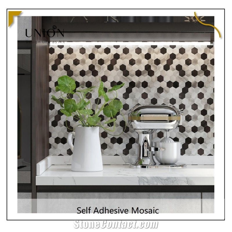 Peel And Stick Backsplash Honeycomb Tile，DIY Marble Stone