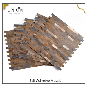 PVC Rusty Slate Backsplash Stone Tile Peel And Stick Wall Panel