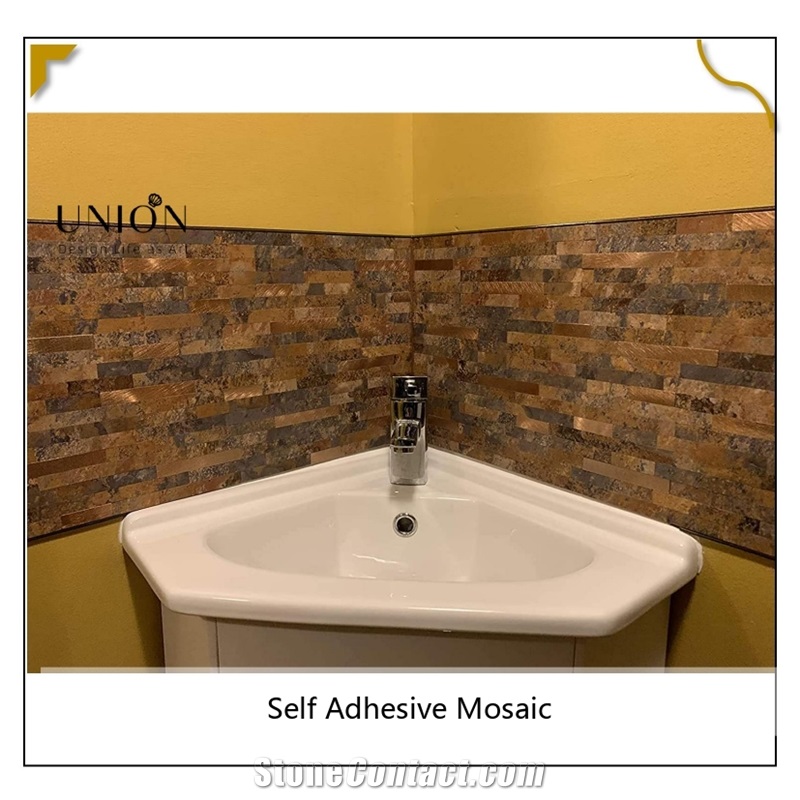 PVC Rusty Slate Backsplash Stone Tile Peel And Stick Wall Panel