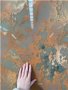Beige Artificial Quartz  Slab Rusty Yellow Quartz Stone Slab