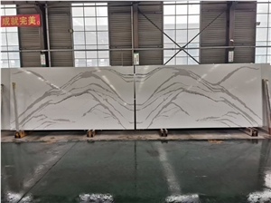 Bookmatched Calacatta White Quartz  Floor White Quartz Slabs