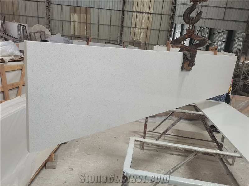 Galaxy White Quartz Kitchen Countertops, Quartz Worktops