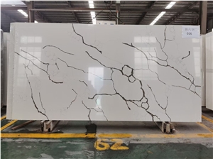 Marble Look Calacatta White Artificial Quartz Slabs