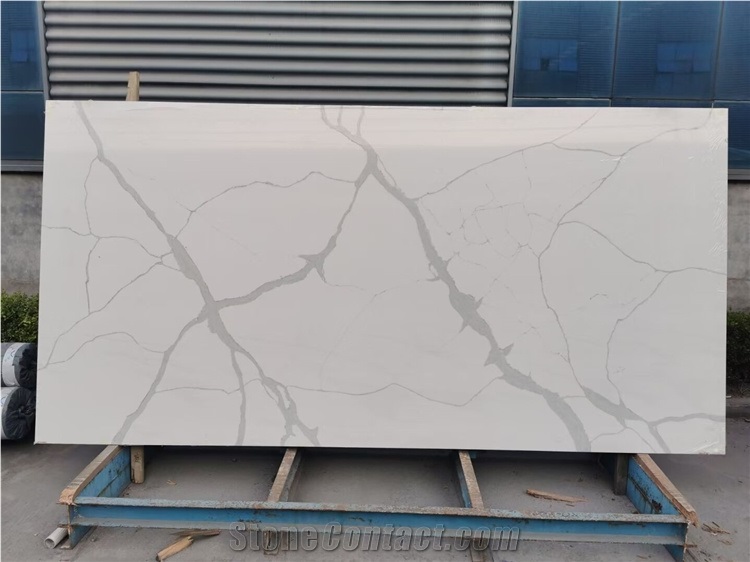 White Calacatta Quartz Slab  Engineered Stone Slabs