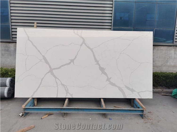 White Calacatta Quartz Slab  Engineered Stone Slabs