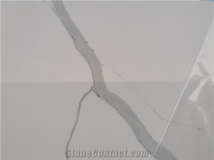 White Calacatta Quartz Slab  Engineered Stone Slabs