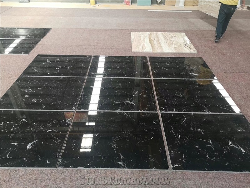 Black Portoro Black Marble Tiles Nero Portoro Marble  Floor