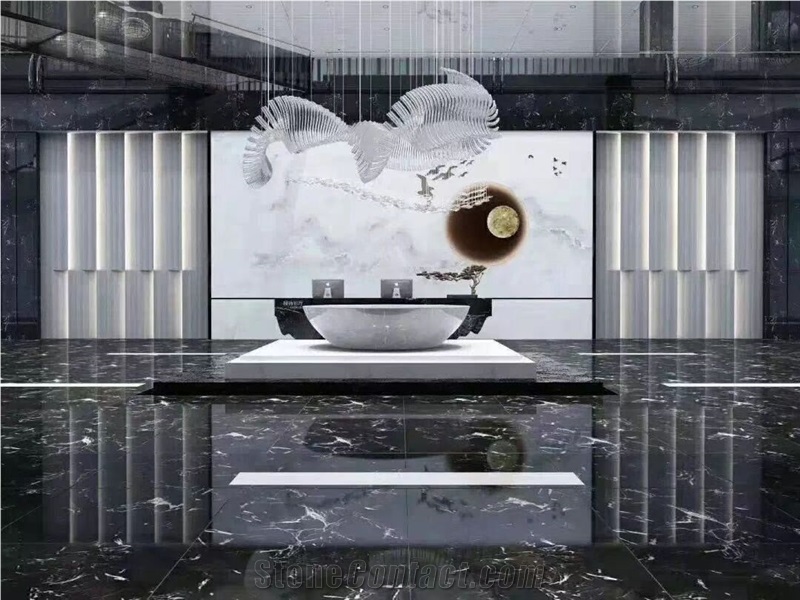 Black Portoro Black Marble Tiles Nero Portoro Marble  Floor