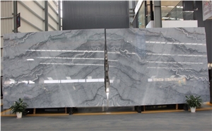 Book Matched Bruce Grey Marble Slabs  Ash Grey Marble Tiles