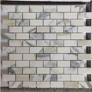 Calacatta Gold Marble 1"X2" Brick  Marble Mosaic Tile