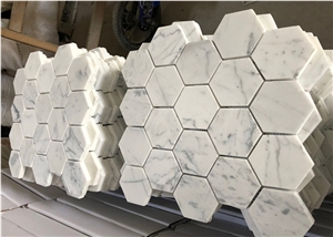 Carrara White Marble 1" Hexagon Mosaic Tile