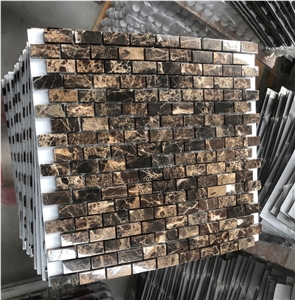 Dark Emperador Marble 1"X2" Brick Shape Marble Mosaic Tile Dark Emperador Marble 1"X2" Brick Shape Marble Mosaic Tile