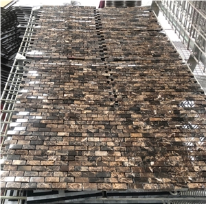 Dark Emperador Marble 1"X2" Brick Shape Marble Mosaic Tile
