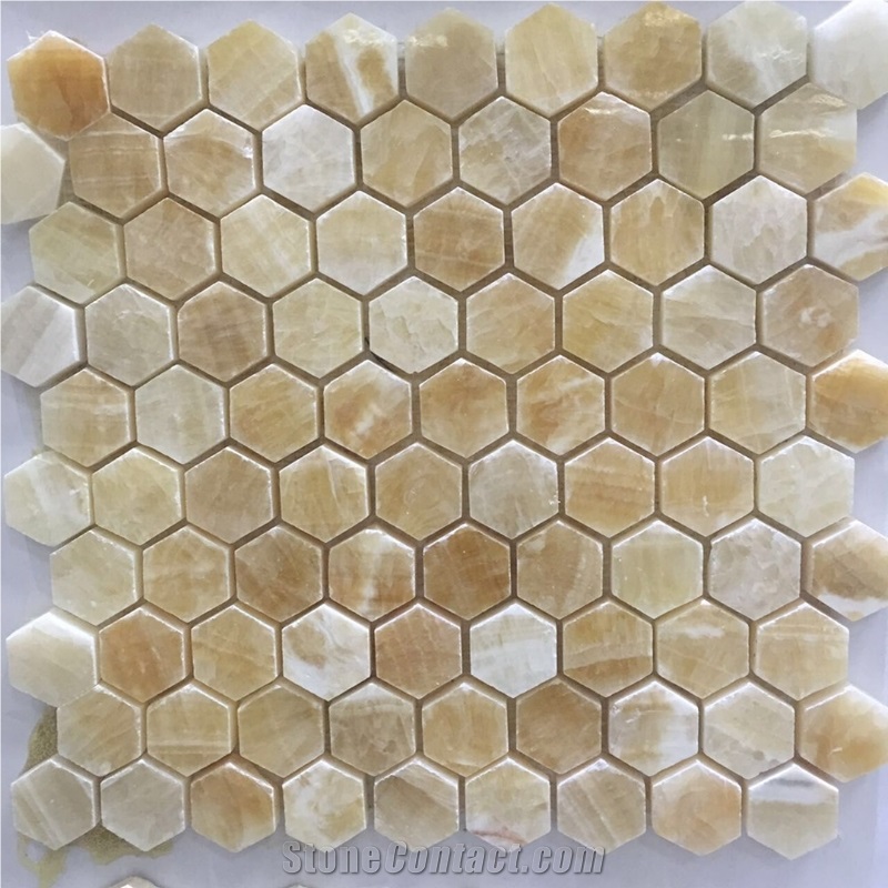 Honey Onxy Hexagon Mosaic Tile